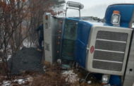 Truck Tips Over Near Power Plant