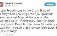 President Trump Tweets About New Pa. Congressional Map