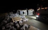 Tractor Trailer Carrying Ice Cream Rolls Over on I-80